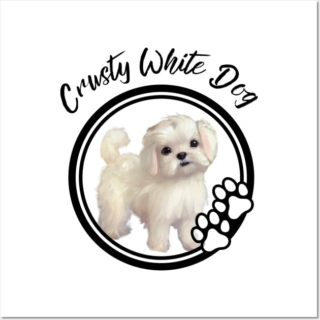 Crusty White Dog with Fluffy Curly Hair Cutest Eyes of Maltese Terrier Puppy Wall Art by Mochabonk